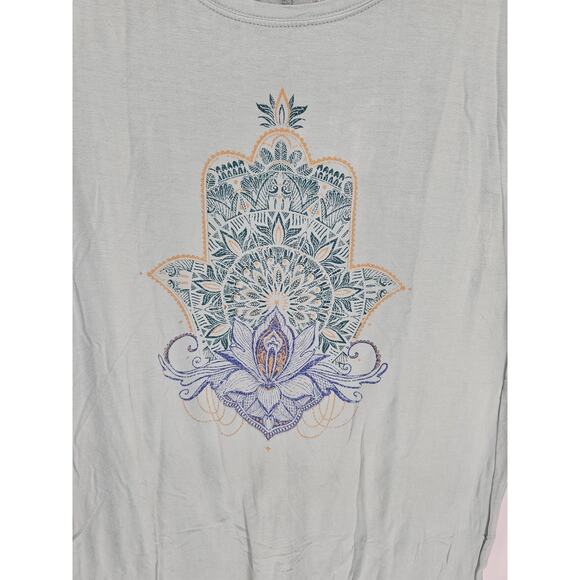 Gaiam Yoga Womens Sz L Short Sleeve Loose Fit Athletic T Shirt Light Blue - Picture 2 of 4